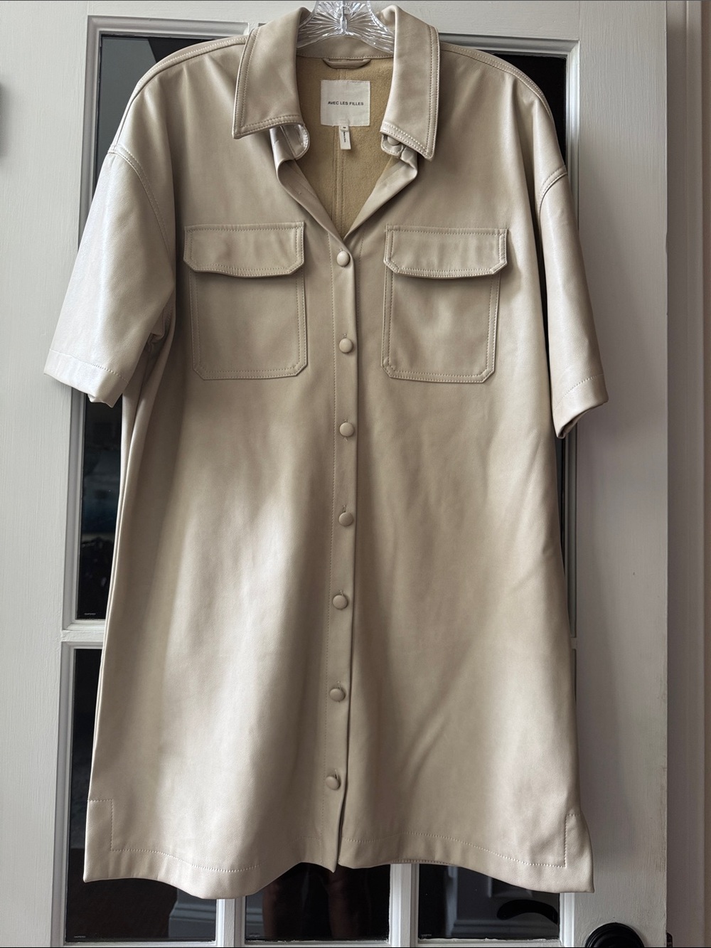 Sandstone Short Sleeve Leather Shirt Dress/Anthropologie